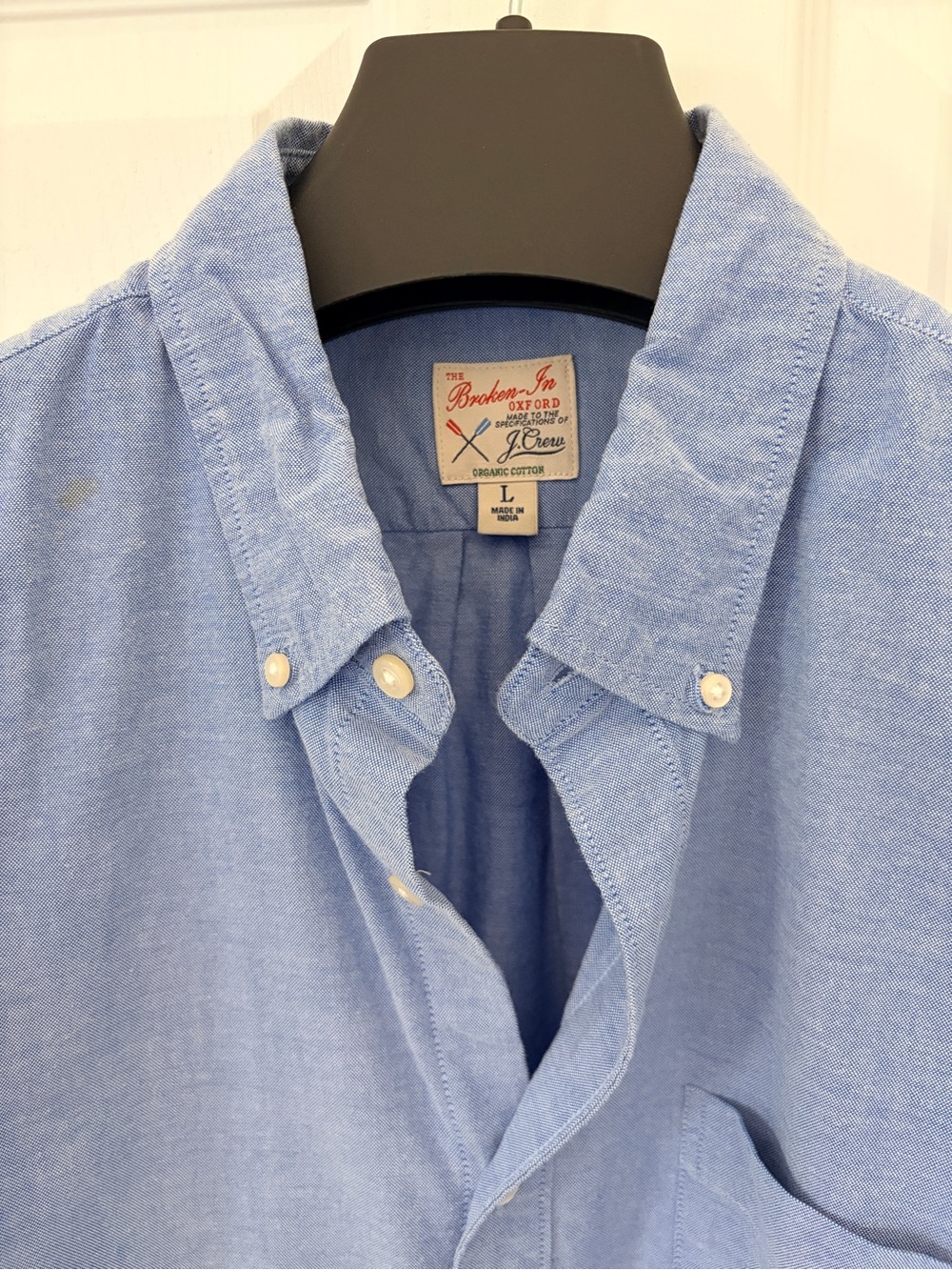 J Crew Slim Fit Solid Blue Oxford Shirt - Large